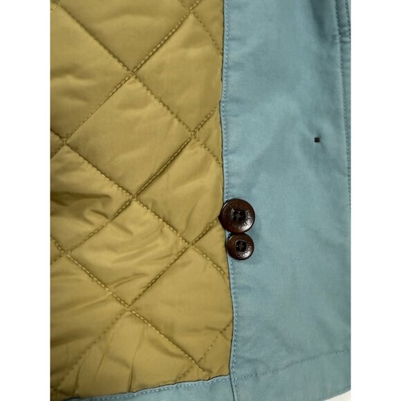 Y2K Era L.L. Bean Barn Coat L Rare Lt Blue w/Corduroy Trim Quilt Insulated Jacke - Picture 4 of 16